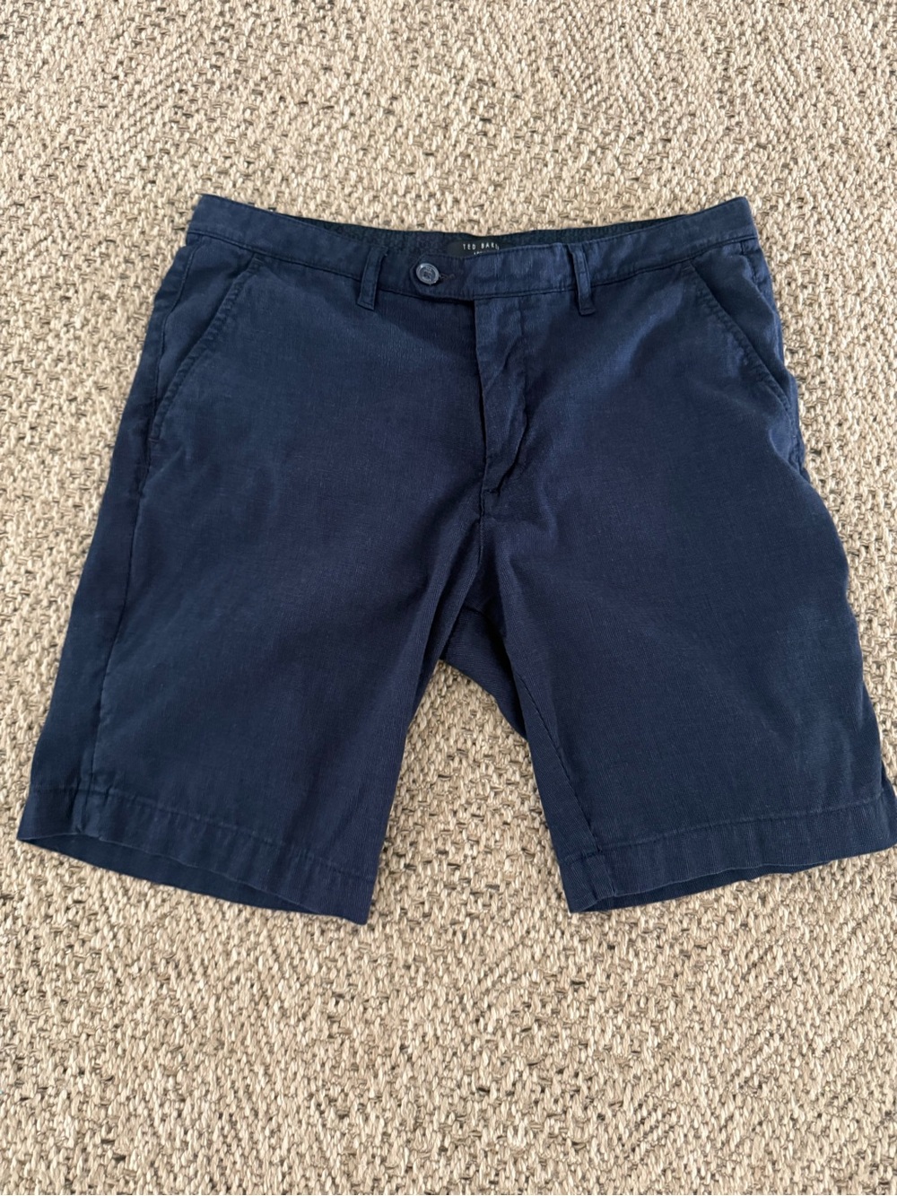 Men’s Ted Baker Navy Flat Front Cotton Chino Shorts 32R